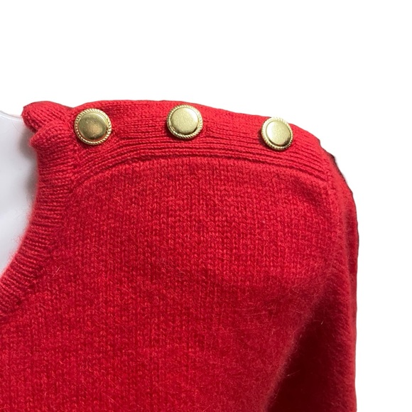 Vintage SK & Company Lambswool Angora Puffy Shoulder Sweater Red - Picture 4 of 13